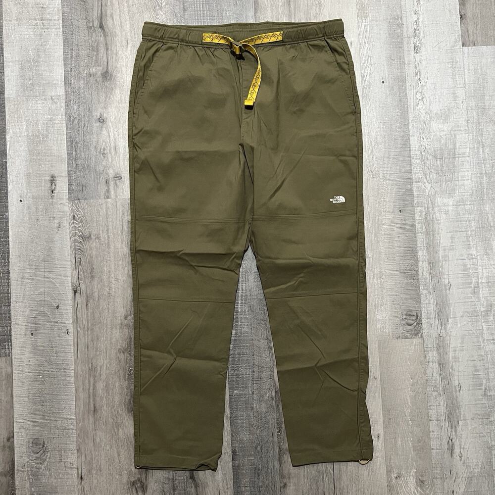 The North Face Belted Nylon Outdoor Pants Green Hiking Trek Camp TNF Size XL